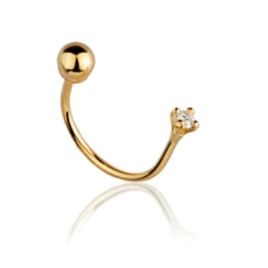 Piercing Ferradura Cartilagem Ouro18k com Diamante